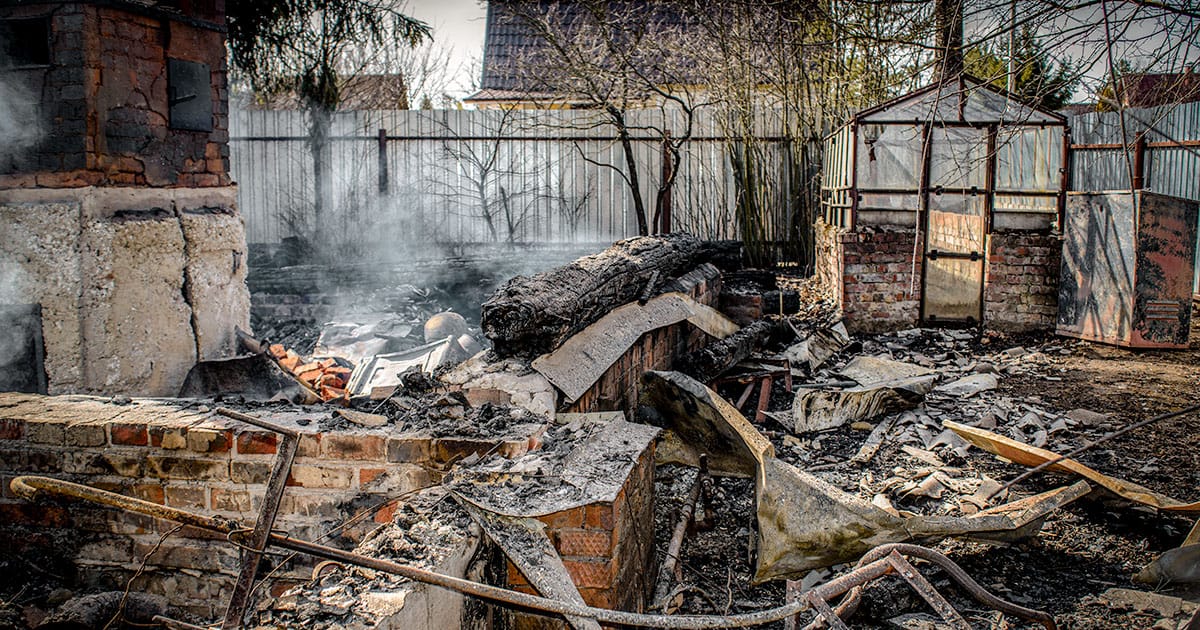 Burnt down house