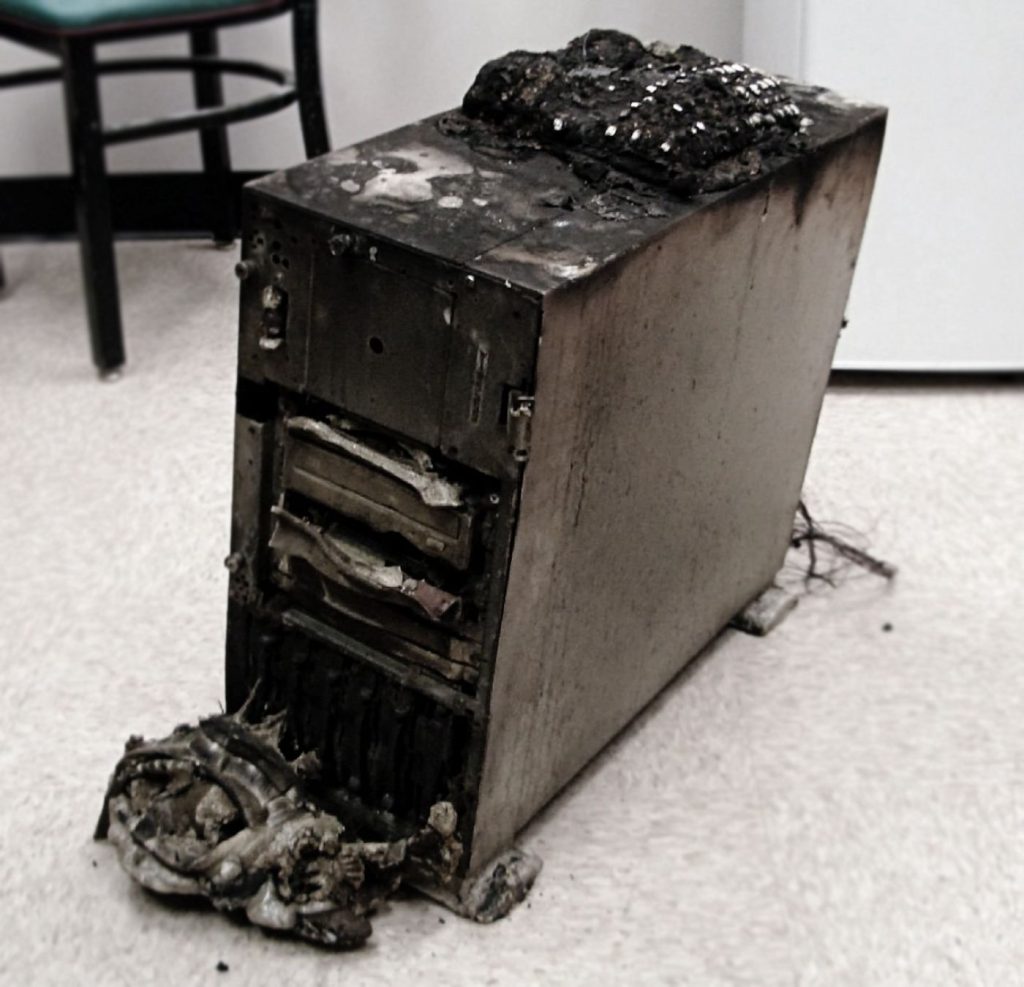 Melted pc from fire