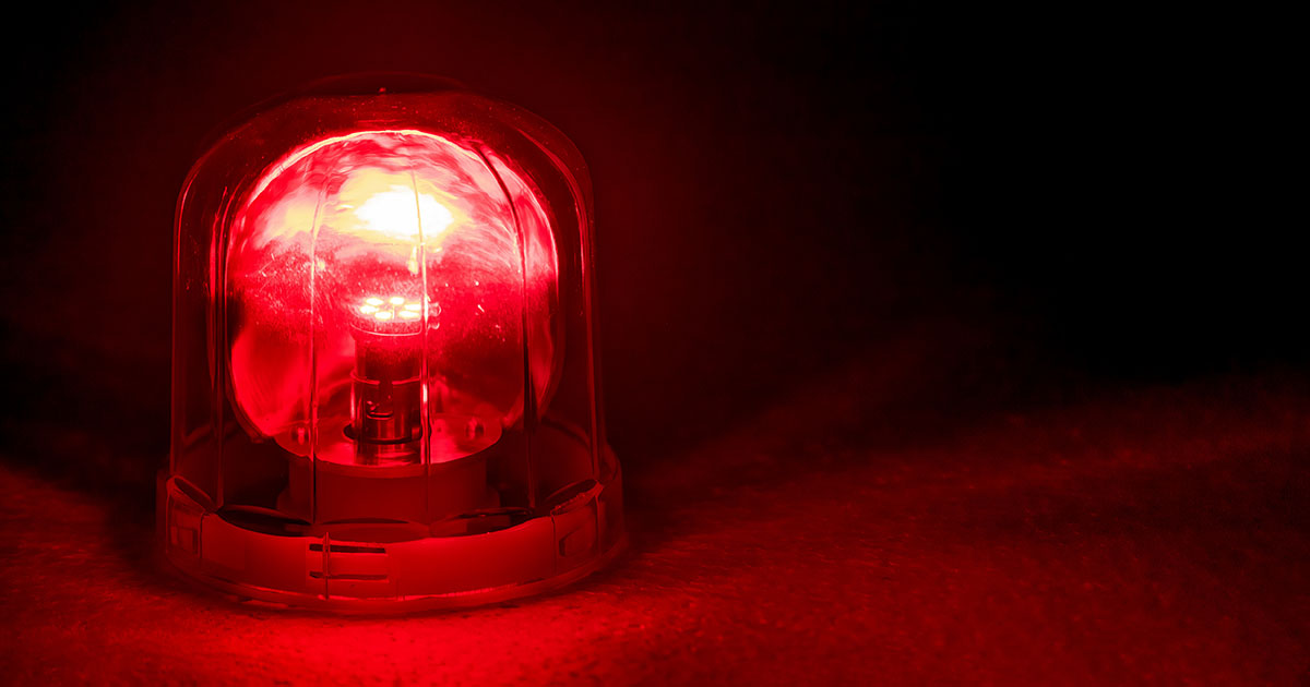 Fire alarm beacon flashing red