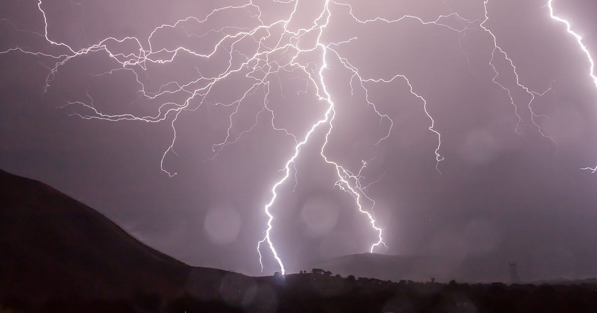 Lightning over mountains