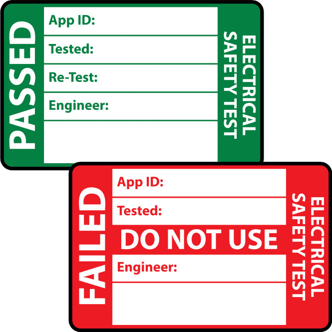 Pat Testing Labels on white background