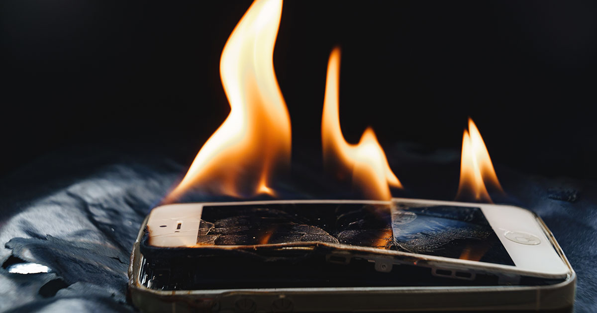 Phone battery fire