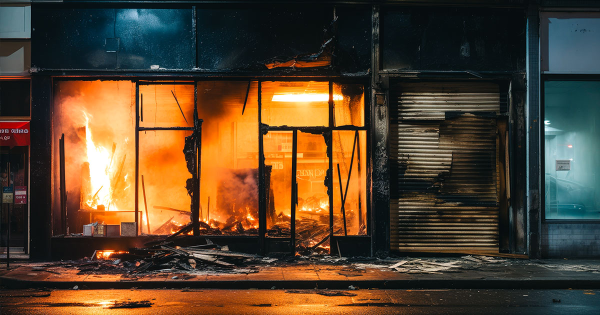 Shop burning down arson