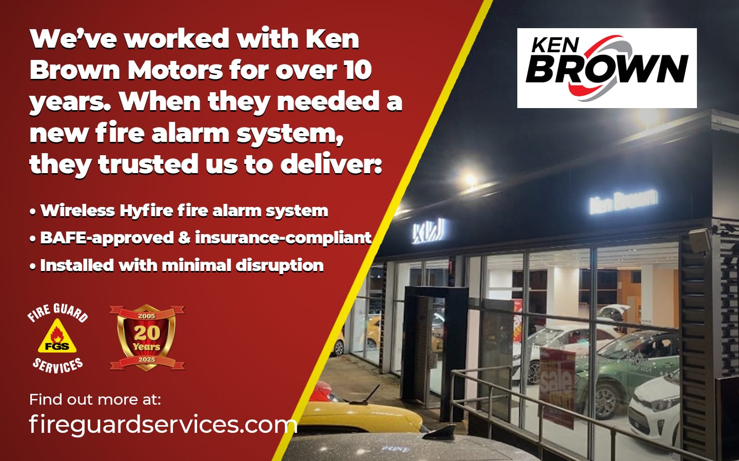 Header A large promotional image showing Ken Brown Motors dealership in Stevenage