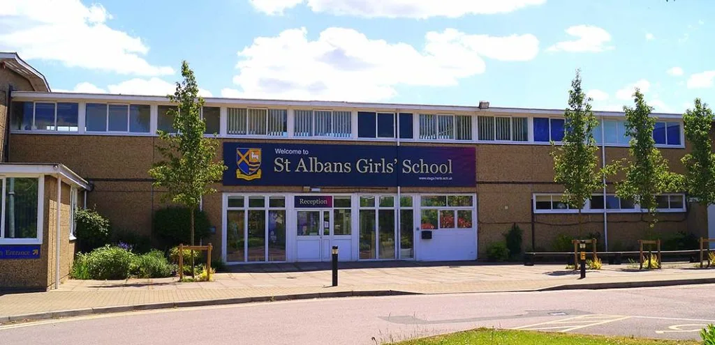 Image of the main entrance of St Albans Girls' School