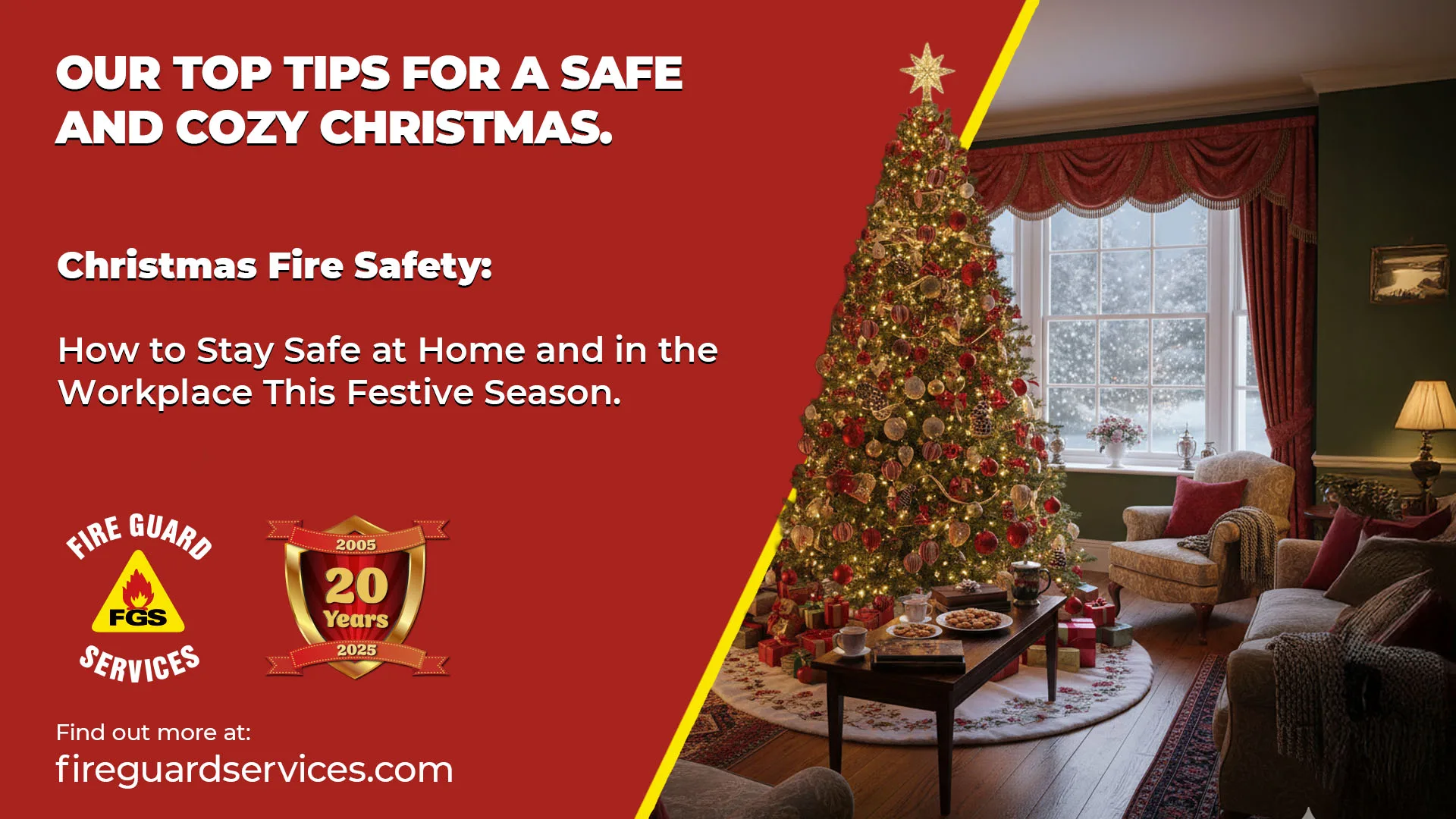 An image showing a tidy living room promoting Christmas Fire Safety